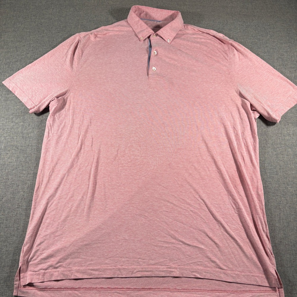 Johnnie-O Polo Shirt Mens XL Pink Heathered Button Down Collar Short Sleeve